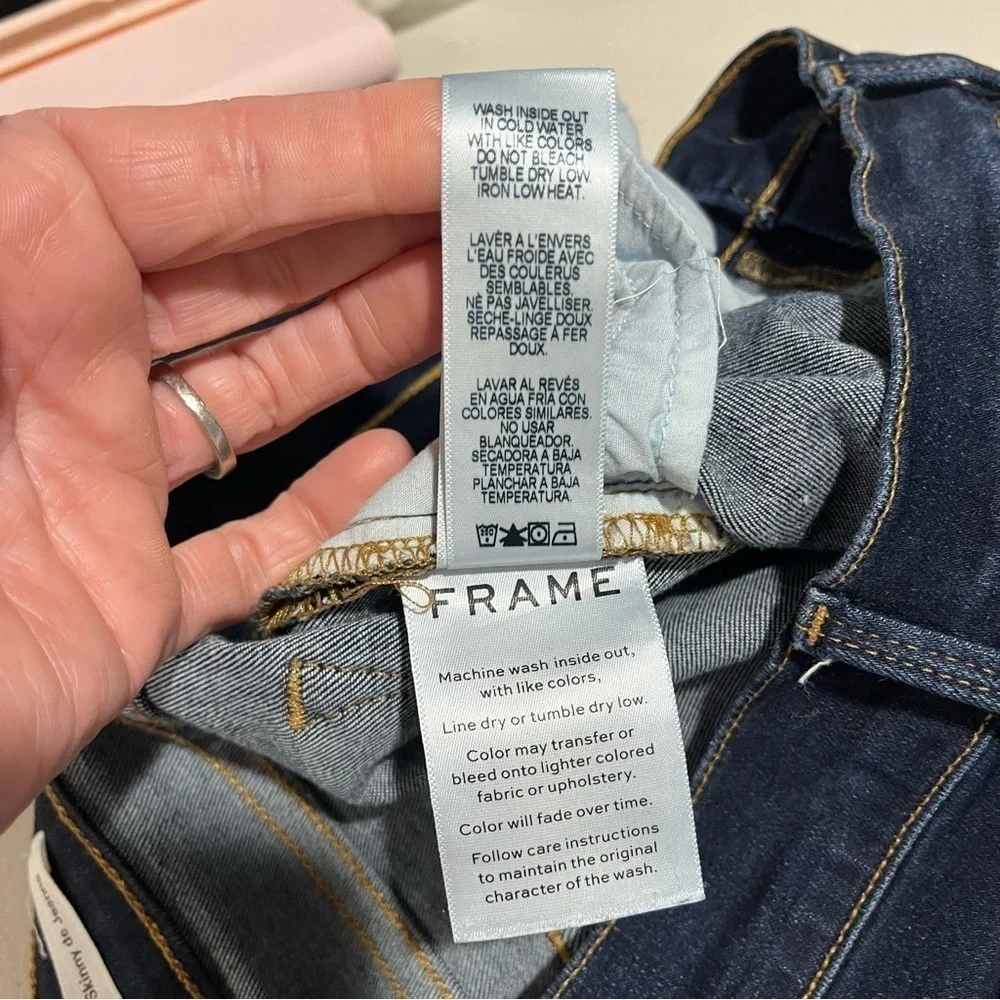 Frame Denim Le Skinny De Jeanne Jeans Dark Wash Size 27 Low Rise Chewed Hem - Picture 9 of 9
